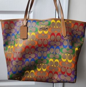 Coach tote rainbow